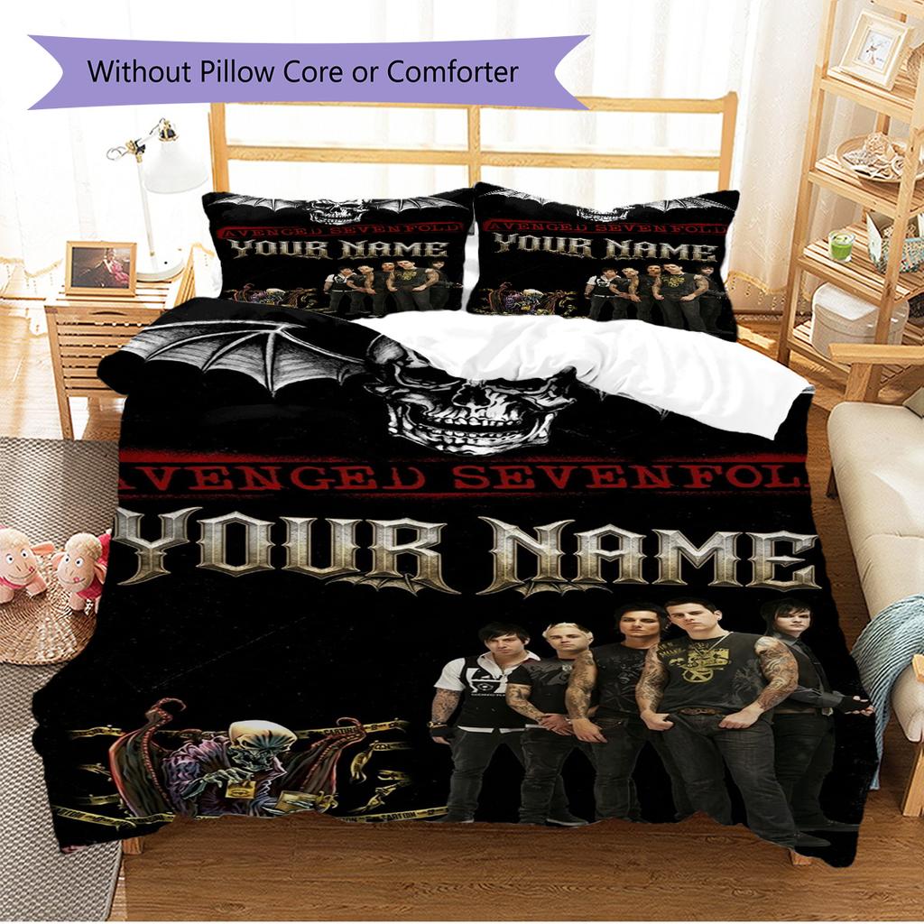 Name Custom Avenged sevenfold Pattern Bedding Set Quilt Cover Pillowcase Home Decor Gift (1 * duvet cover + 2 * pillowcase, without core)