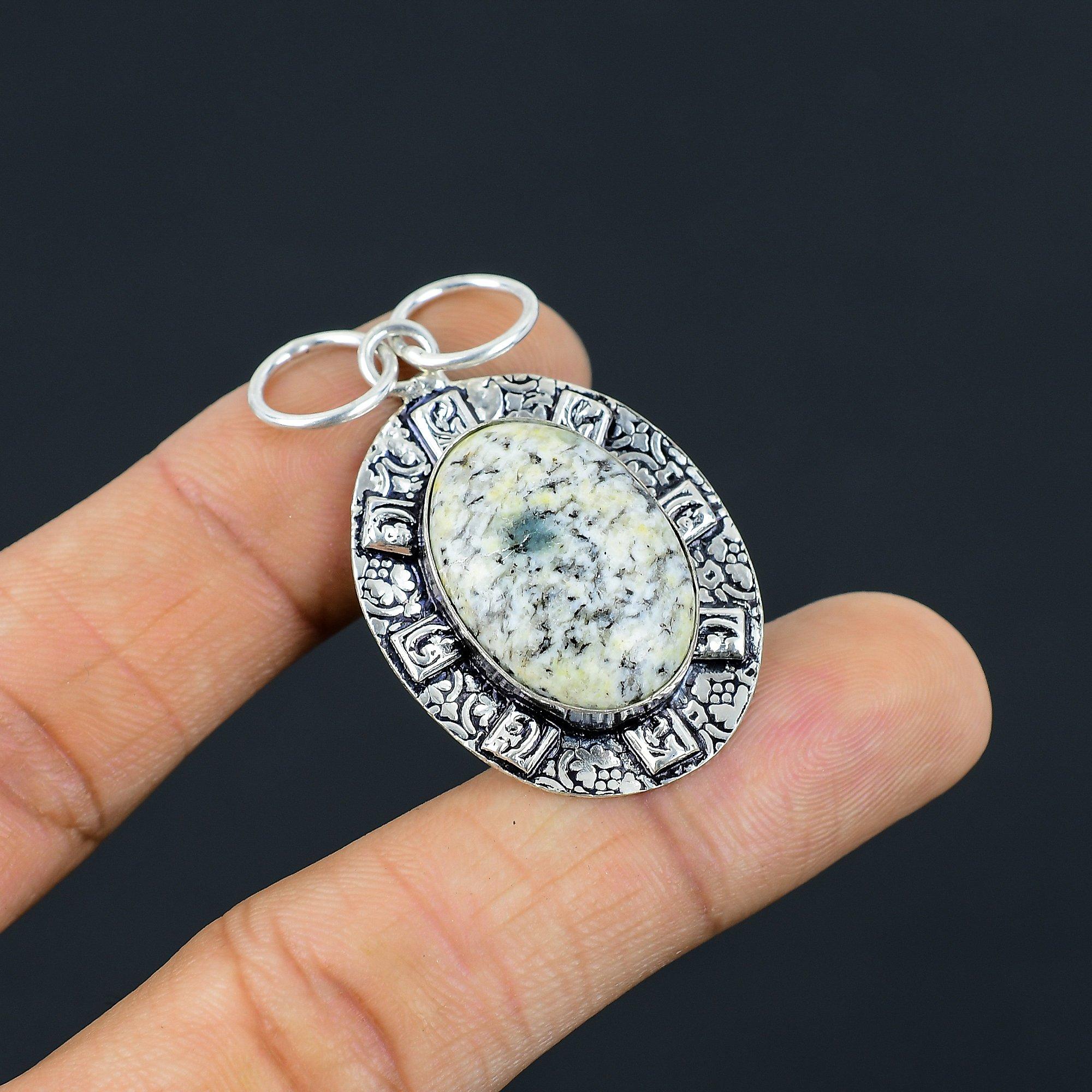 

Womens day Sale Sterling Silver Oval K2 Jasper Stone Handmade Bezel Wife Pendant