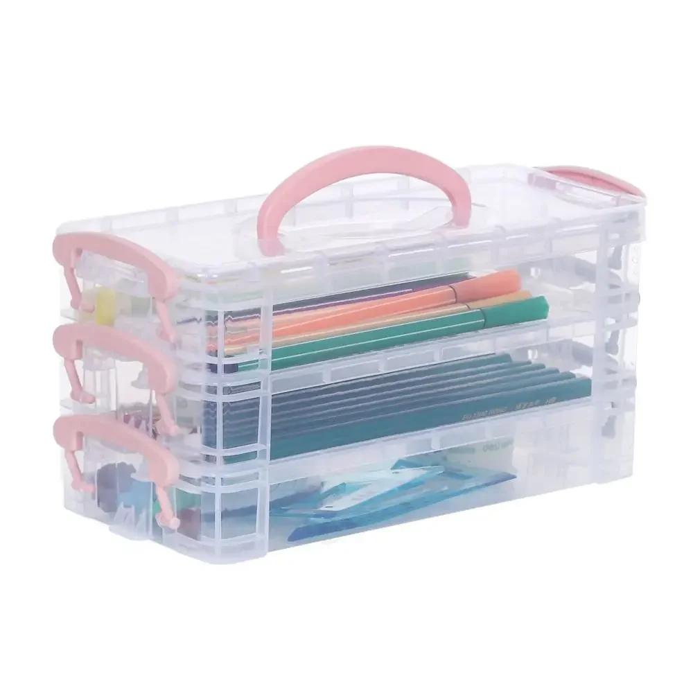 

3/6-layer Paintbrush Box Watercolor Detachable Pen Storage Box Color Multi-function Stationery Organizer School Supplies