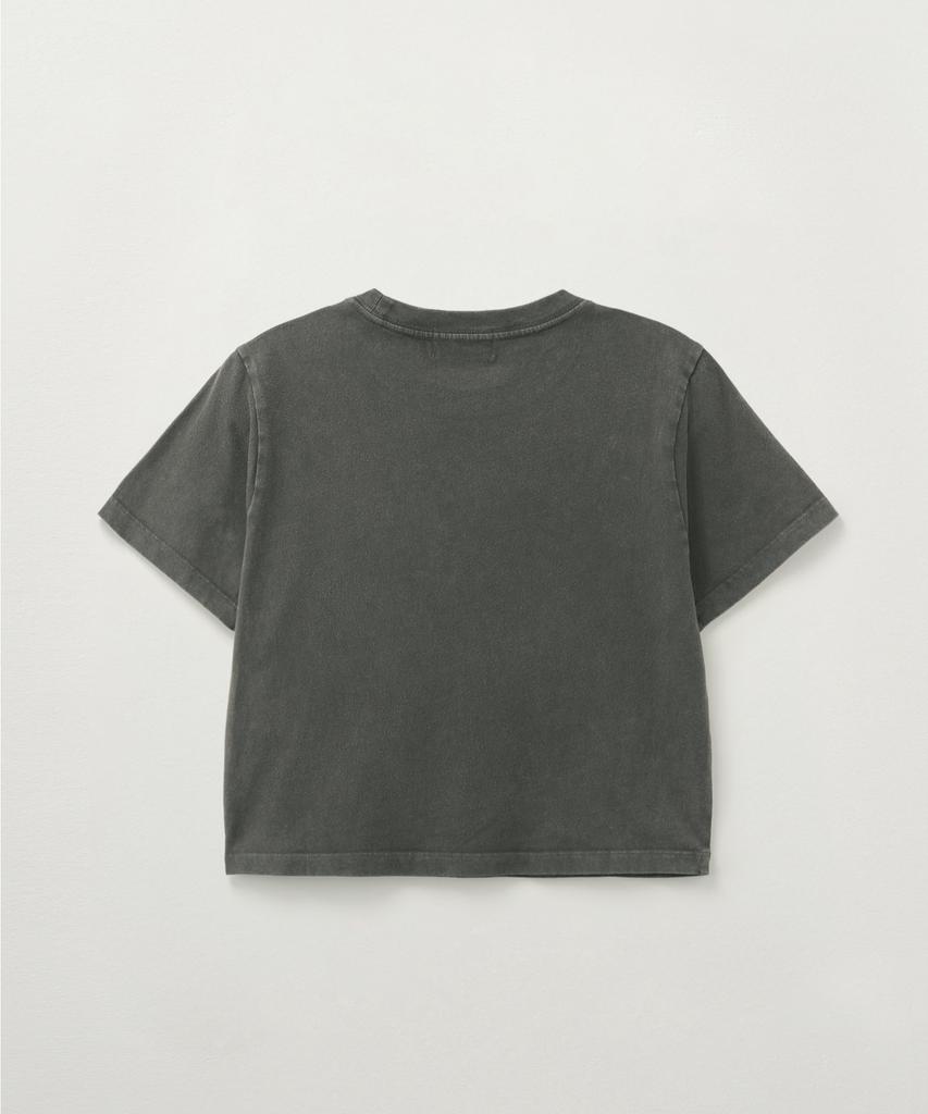 Seteo (W) Arch Logo Pigment Washed Short Sleeve T-Shirt Charcoal
