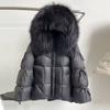Winter new fur natural big fur collar hooded down jacket women's medium and long thickened warm fashion coat