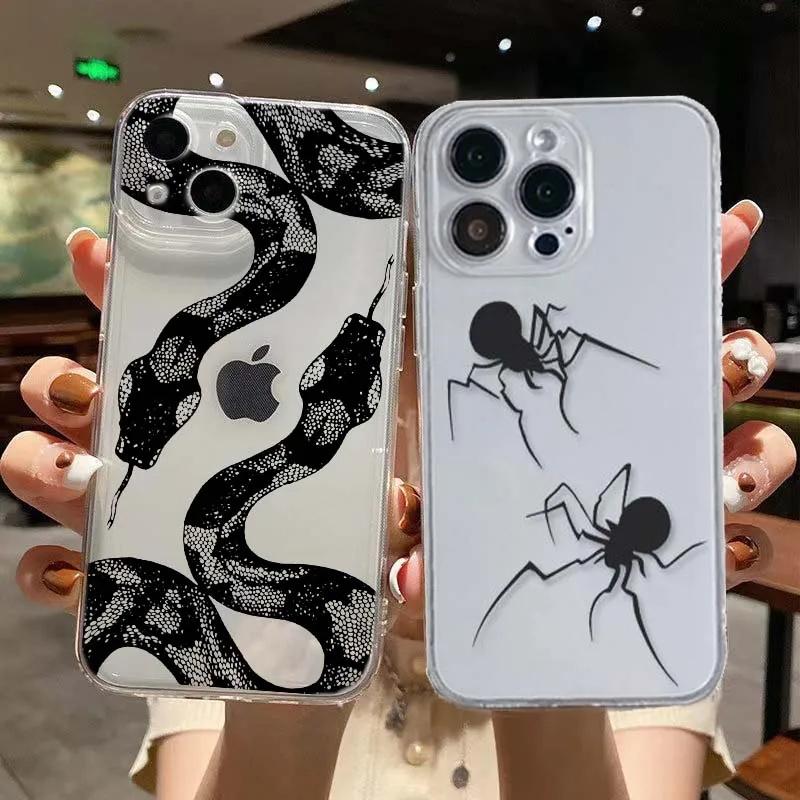 Cool Snake Sea Turtle Case For Iphone 15 Pro Max 11 14 13 12 Mini 6s 6 7 8 Plus X XS XR Cover Soft Silicone Couqe Transparent