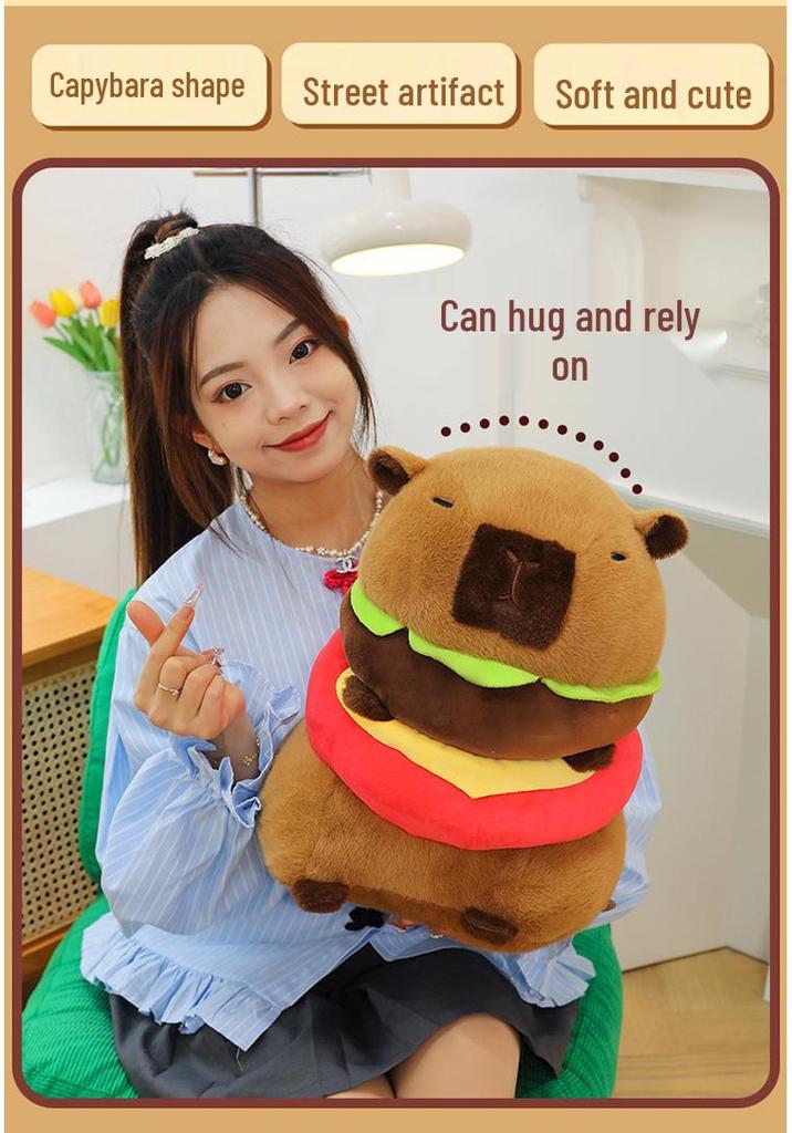 Capybara Hamburger Plush Toy – Cute Decompression Doll & Birthday Gift