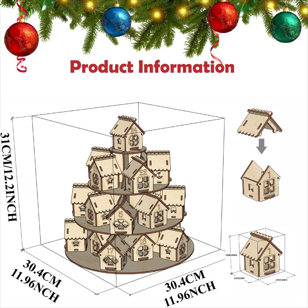 Dřevěný vánoční adventní kalendář dům s 24 domečky Odpočet do Vánoc DIY Kraftový dárek pro děti Rodinu Domácí dekorace