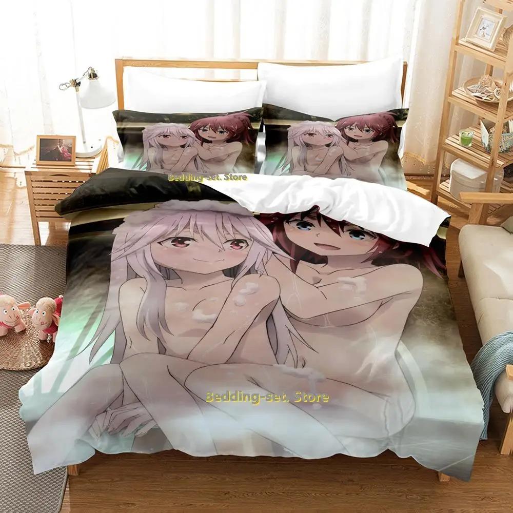 Nová Lilith Asami Trinity Seven Ložní souprava Kreslený Anime třídílný set Pro dospělé Dětská ložnice Sady povlaků na přikrývky 3D Kawaii Dívka