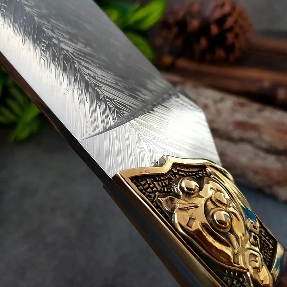 Knife Slicing Fish Meat Butcher Boning Knife Damascus Steel Wood Handle Utility Knife Chef Barbecue Cleaver Meat Kitchen Knives