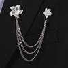 New Men's Fashion Brooch Tassel Chain Star Lapel Pins Sliver Color Trendy Accessories Punk Style Clothing Jewelry Gifts