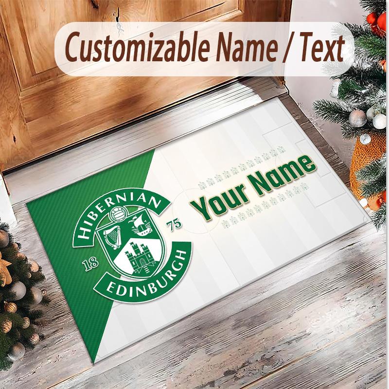 Personalized Crystal Velvet Carpet Hibernian FC Pattern Non Slip Floor Rug
