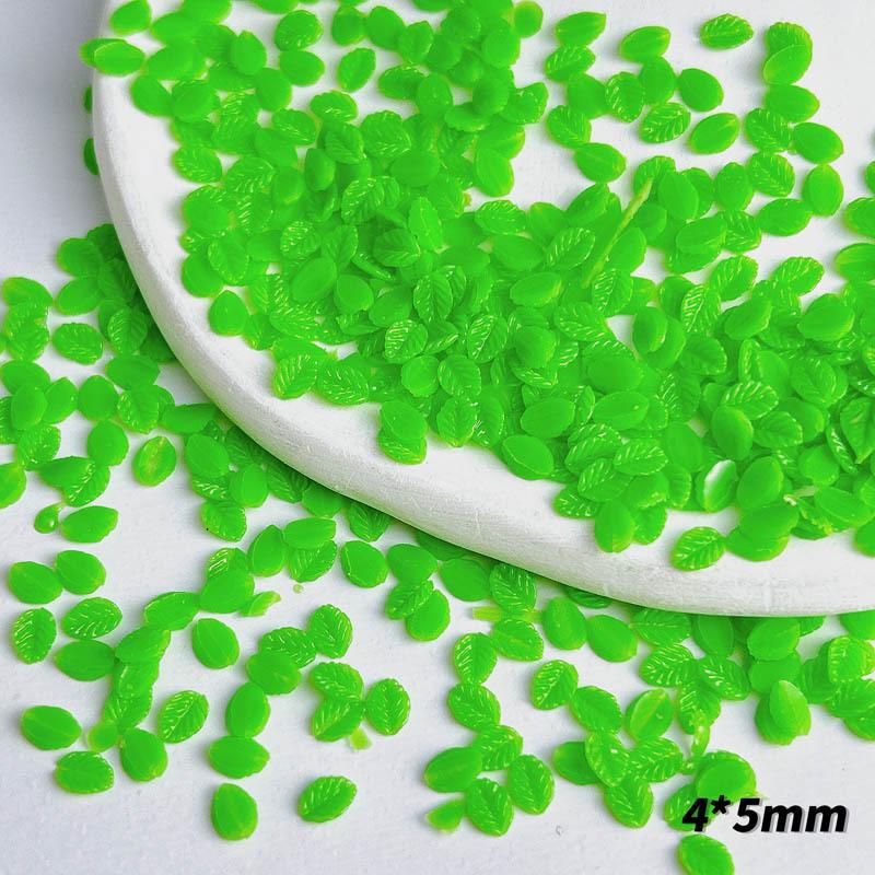 Mini Small Leaf Nail Art Resin Imitation Luminous Green and White Tree Leaf Accessories