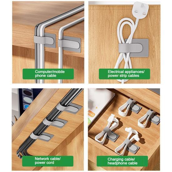 10/20/50/100Pcs Self Adhesive Cable Ties Adjustable Cord Straps Strong Stickiness Easy To Use Cable Management Clips