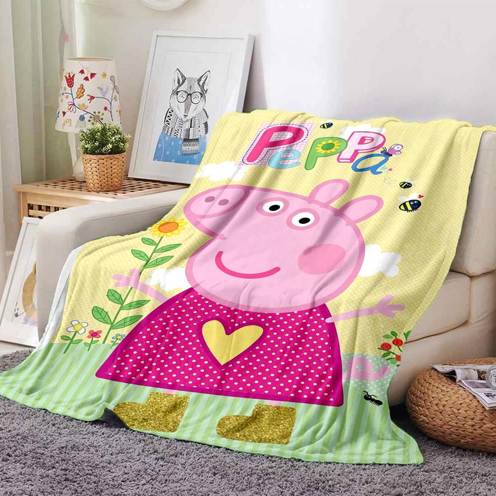 1Pc Peppa Pig Ice Cream Party Blanket For Couch Bed Plush Cozy Fuzzy Blanket Super Soft Warm Blankets For Fall And Winter 0918106