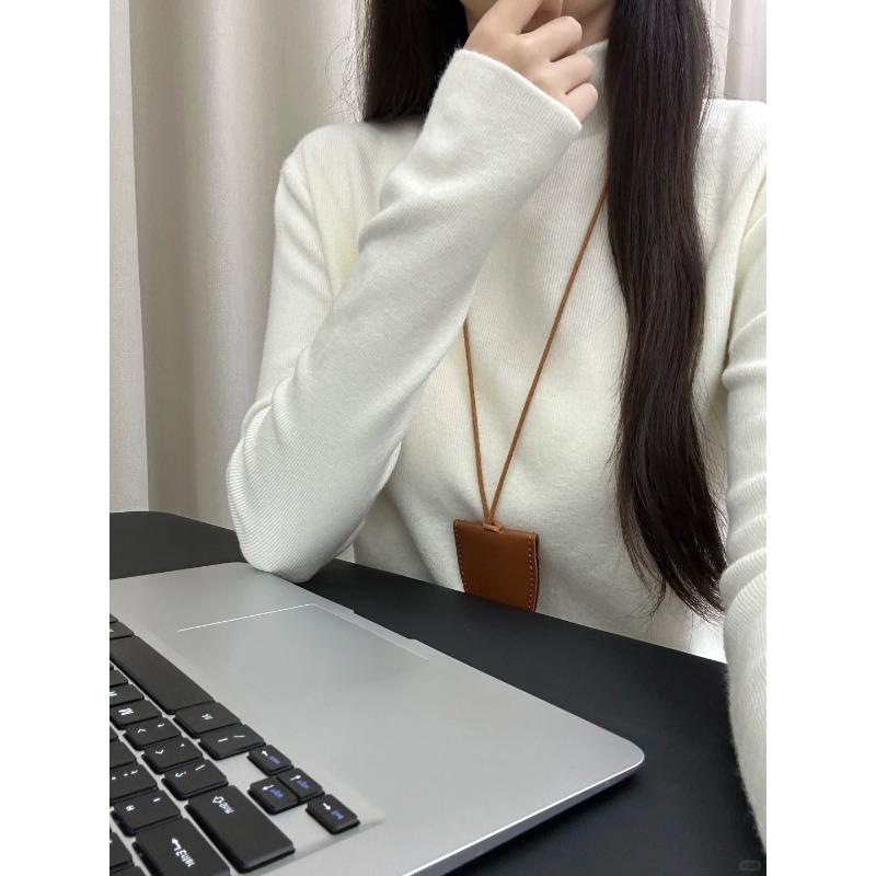 Bruce blue white small stand-up neck sweater women's autumn and winter stacked wear inner long-sleeved bottoming top basic knitted sweater