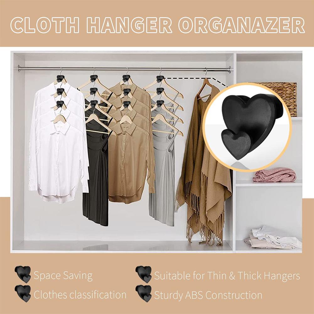 18pcs Space Saving Hanger Hooks Heart Shape Hooks for Organizing Closets