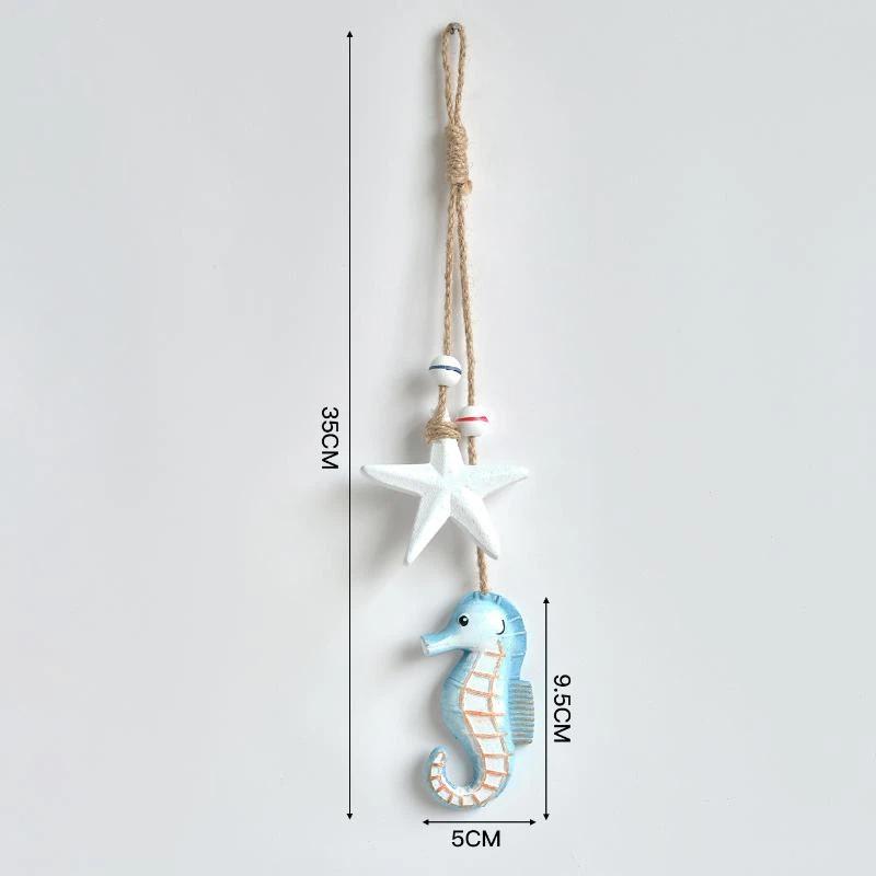 Mediterranean Style Wooden Ocean Animal With Jute Rope Wall Pendants Home Decoration For Nautical Themed Eco-Friendly Ornament
