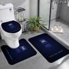 3pcs Real Oviedo Pattern Flannel Nonslip Absorbent Washable Decorative Bathroom Home Toilet Seat Cover Mat