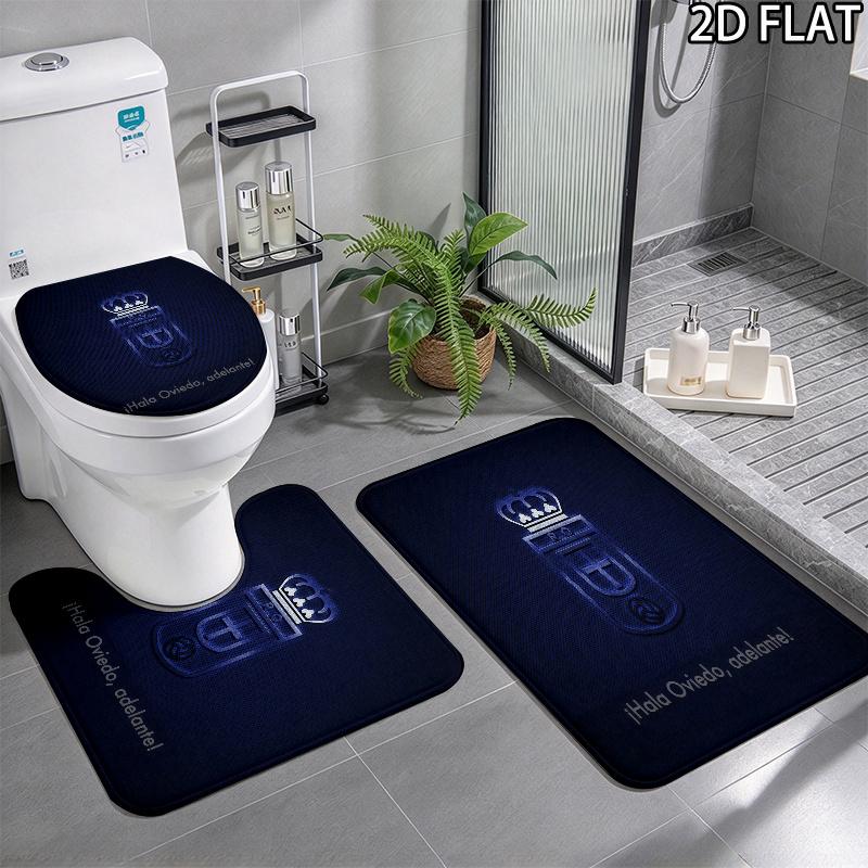 3pcs Real Oviedo Pattern Flannel Nonslip Absorbent Washable Decorative Bathroom Home Toilet Seat Cover Mat