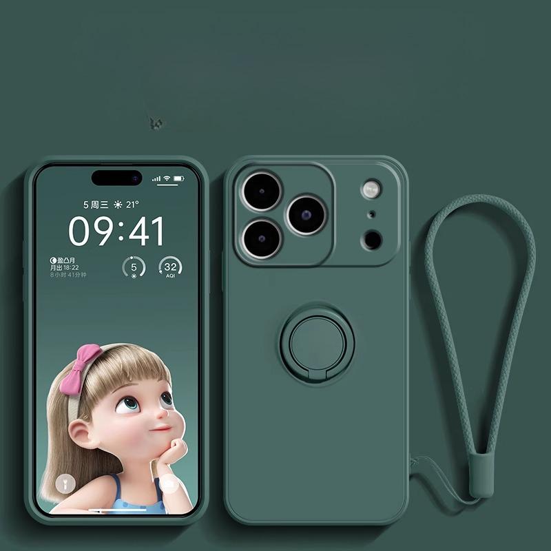 

Жидкий силиконовый чехол для телефона для iPhone 17 Pro Max 14 15 Plus 11 12 13 Mini 16E Air 16 Pro с ремешком, держателем-кольцом, магнитным держателем iPhone 16e