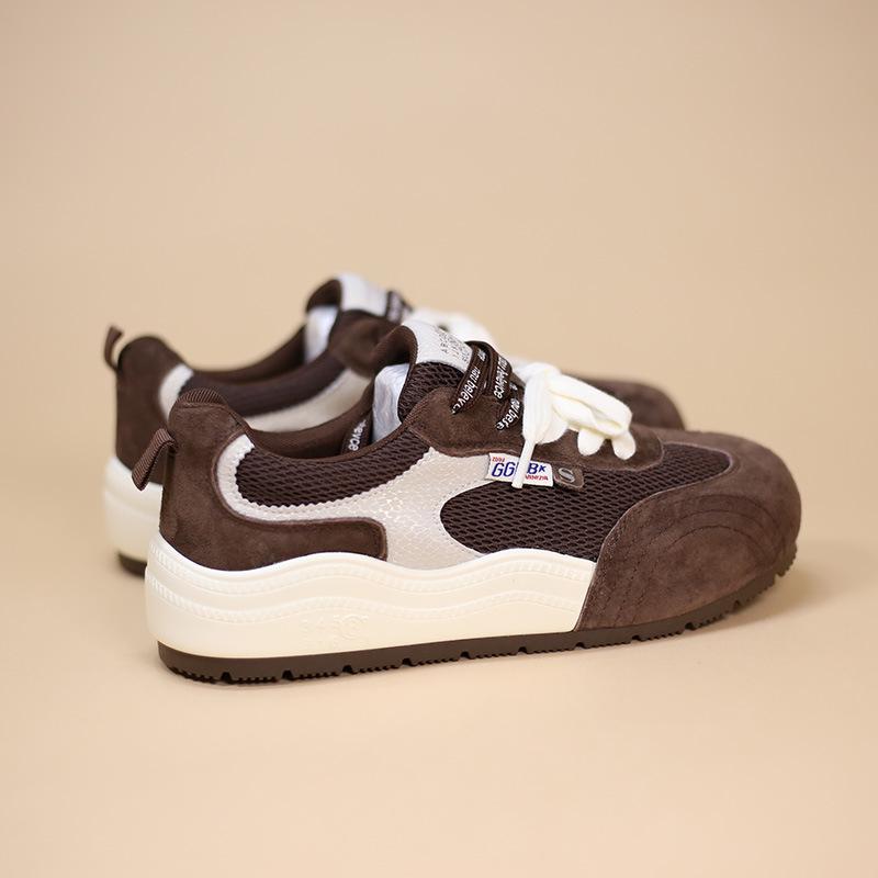 2025 Women's Round-Toe Color-Block Sneakers: New Autumn Fashion, Breathable, Thick-Soled German Trainers