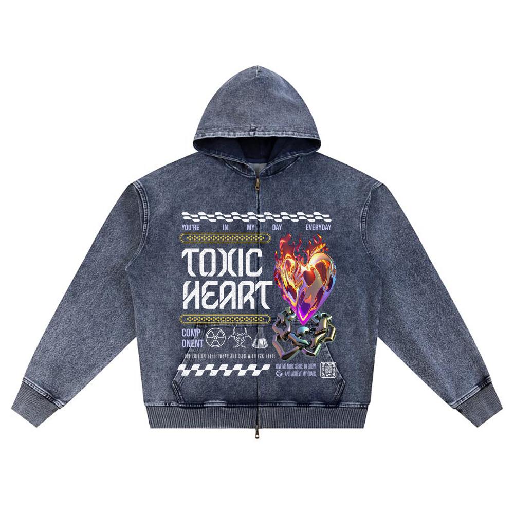 

DTG print Knitted Denim Zip-Up Hoodie Y2K(004) Brother Print Zipper Hoodies XL темно-синий