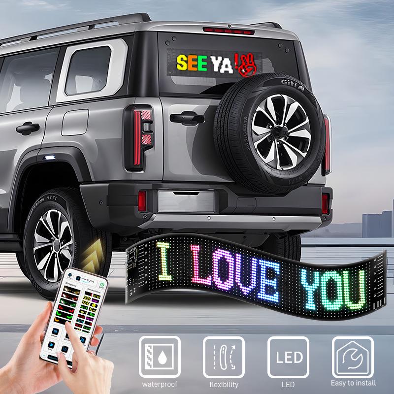 Inteligentny ekran LED do samochodu: Bluetooth sterowany aplikacją, elastyczny wyświetlacz w pełnym kolorze do okien i drzwi