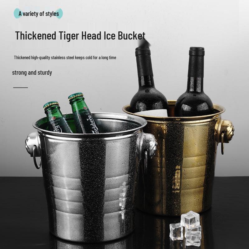 Stainless Steel Tiger Head Ice Bucket for Champagne, Beer, and Wine – Ideal for Bars and KTV.