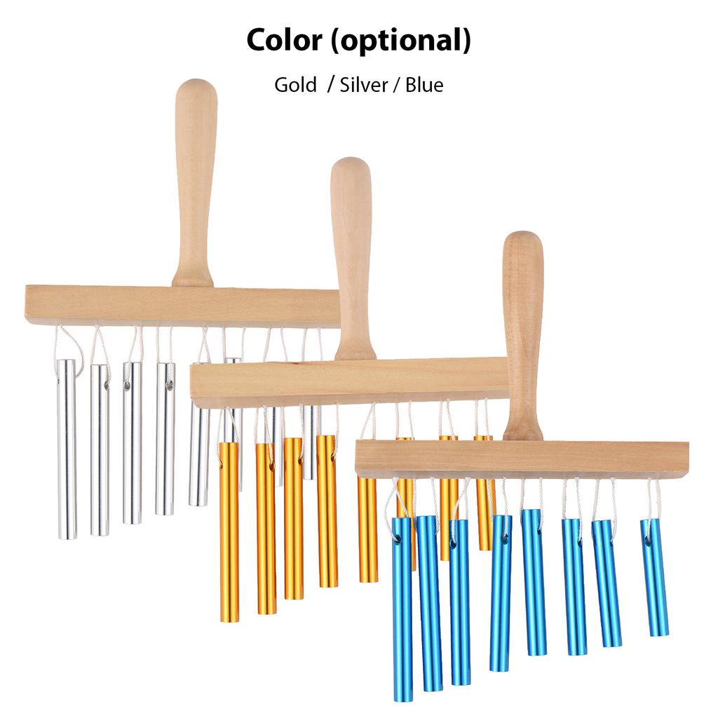 Bar Chimes 8 Tone Hand Bells with Knock Stick Birch Wood Solid Aluminum Tube Windchime Chimes Bells