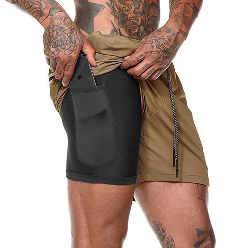 Men's Double-Layer Quick-Dry Sport Shorts for Fitness, Running & Basketball