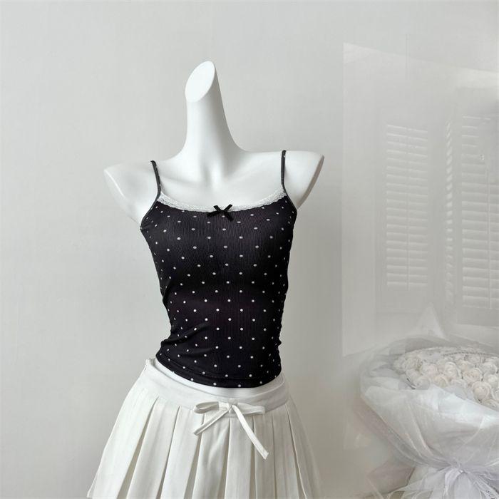 

Чистый кружевной бант с накладкой на грудь Чистый жилет на бретельках для женщин в топе Niche с милым и пикантным дизайном one size чёрный