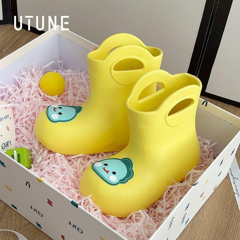 Adjustable Children's Rain Boots Boys and Girls Soft Sole Kindergarten Baby Elementary School Waterproof Non-Slip Rubber Boots