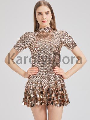 Glitzerndes Pailletten-Muschelkleid - Europäischer & Amerikanischer Nachtclub Bühnenkostüm Jumpsuit