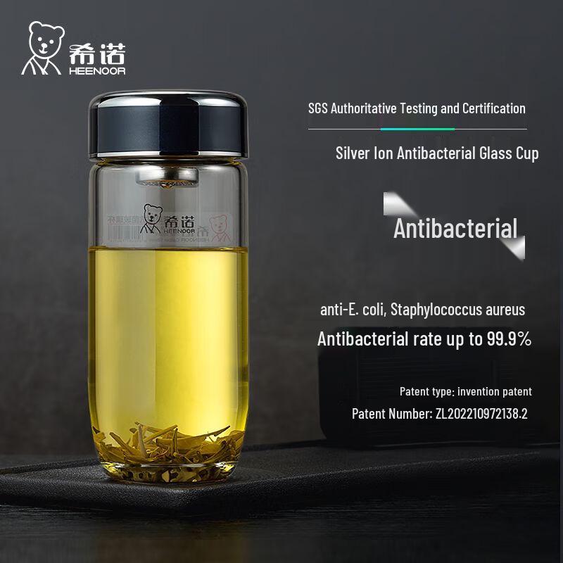 XINO Men's Portable Borosilicate Glass Water Bottle with Filter