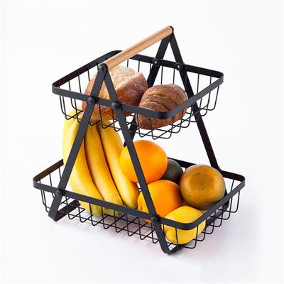 2-stufiger Draht-Obstkorb Rechteckiger Metall-Standkorb Obst Gemüse Knoblauch Caddy Freistehend Rustikaler Dekorativer Organizer