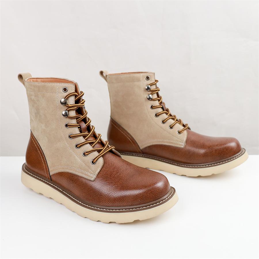 Boots Men's Tooling Boots Men's Outdoor British Leather American Retro Fashion Versatile Men's Boots Platform Martin Boots