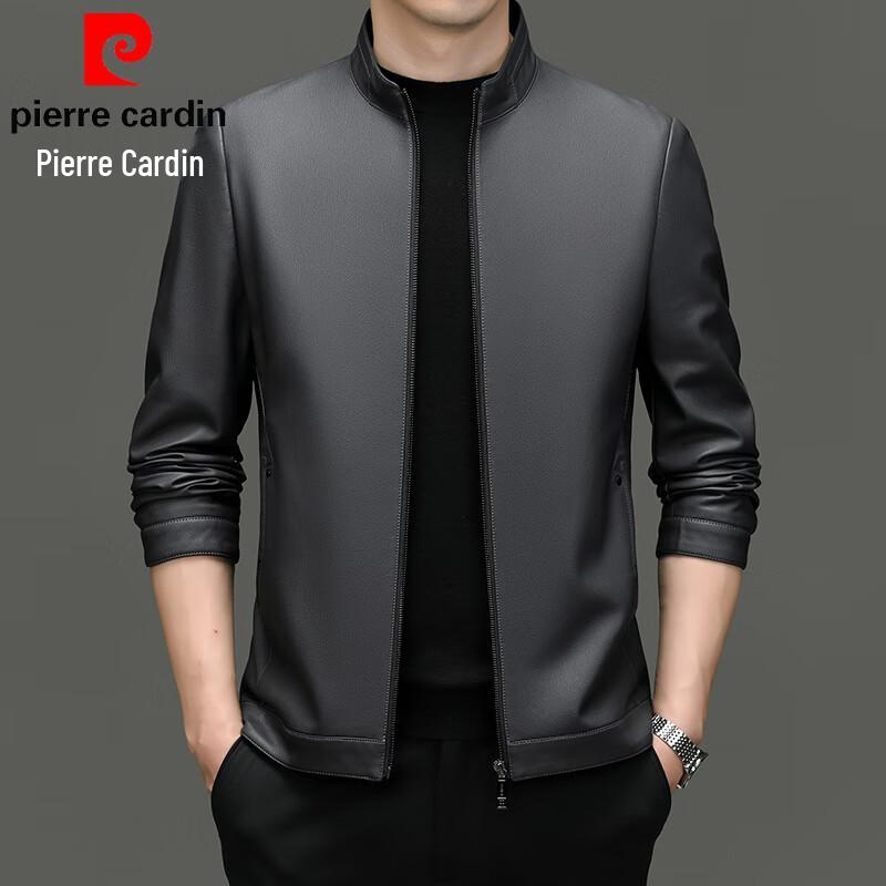 Pierre Cardin Men's Stand-Collar PU Leather Jacket