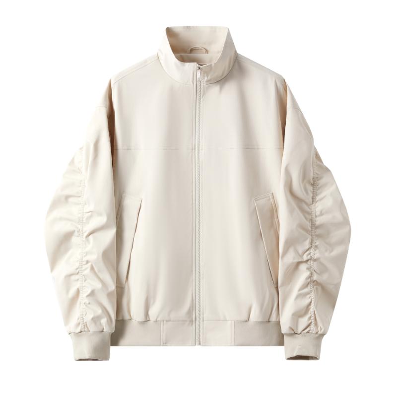 Pánská nová neformální bunda v americkém stylu Jaro Podzim Jednobarevná Trendy Retro Pracovní Pilotní bunda se stojáčkem