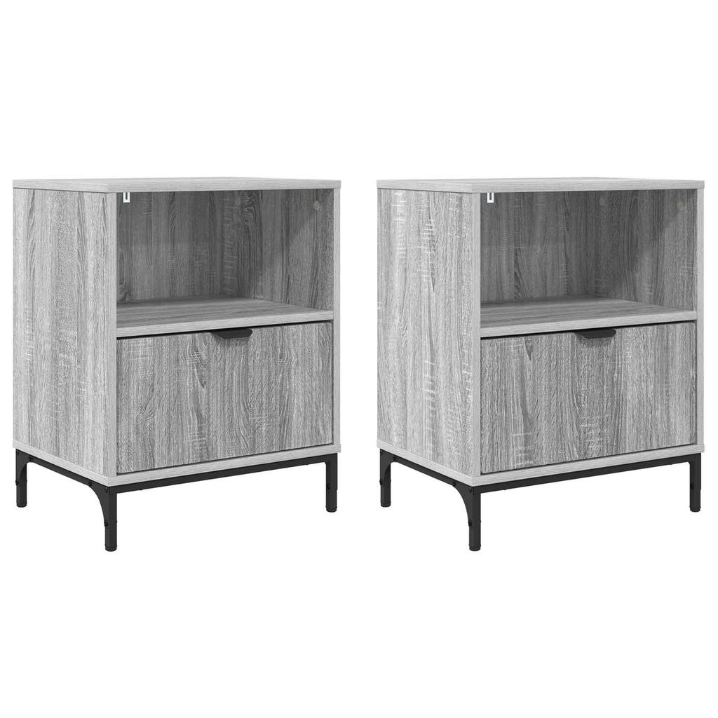 Nightstand Set of 2 Grey Sonoma 49 x 36 x 61 cm Particleboard