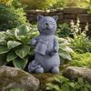 Solar Cat Statue Holding Lantern Waterproof Resin Light Garden Kitty Sculpture Outdoor Kitten
