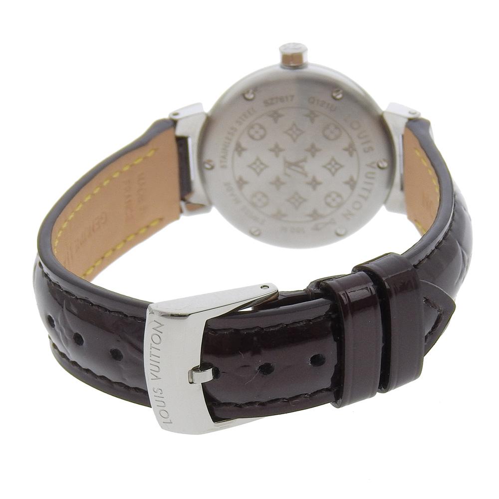 Louis Vuitton Tambour Watches Q121U Disk Diamon Amarrant AllamantDial Stainless Steel/Monogram Vernis/diamond Quartz Analog Display Women Used