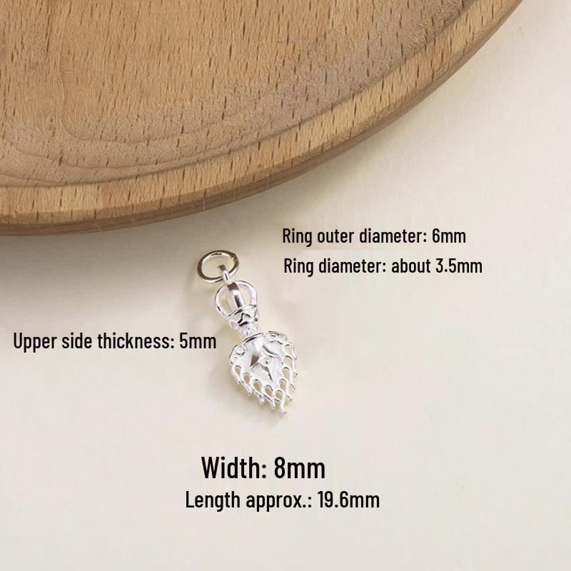 Farbecht Manjusri Schwert Buddhistische Perlen Armband mit Flammenanhänger und Diamant Stern Mond Akzenten