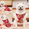 Cute Thick Velvet New Year's Dog Cat Clothing Chinese Style Comfortable Cat Dog Vest Tang Clothing Soft Pet Coat Autumn Winter