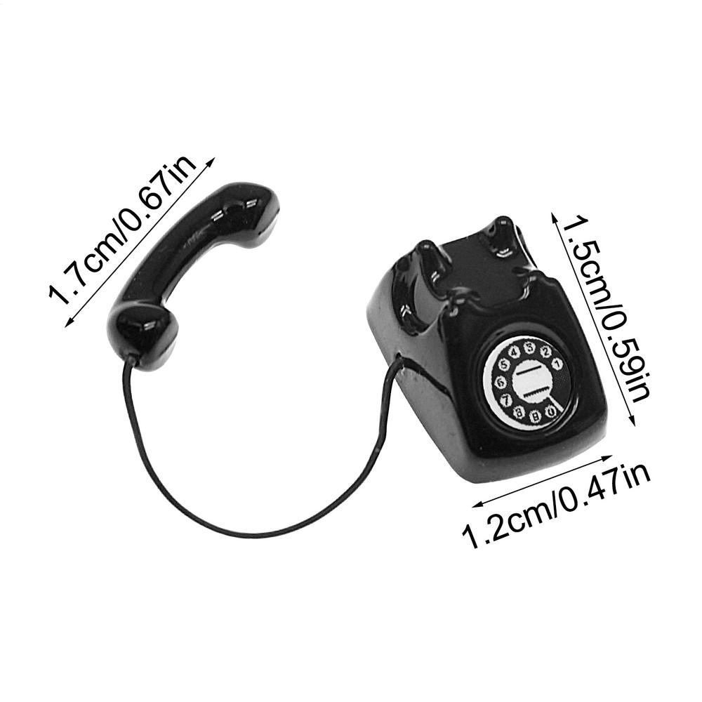 1 Piece of Miniature Play Scene Model Mini Telephone Model Alloy Retro Rotating Phone Doll House Furniture Toys Desktop Ornament