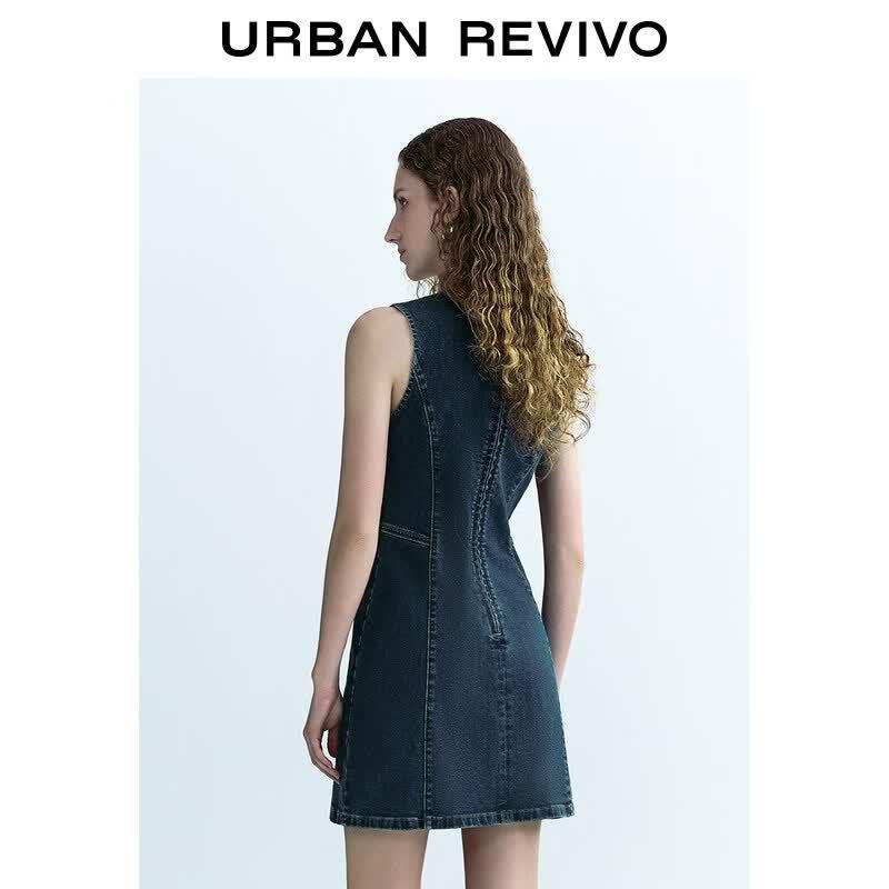 UR2026 Women's Retro Sleeveless Denim Dress
