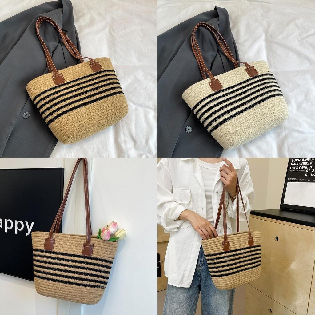 Casual Beach Tote Bag Large Capacity Woven Shoulder Bag For Women Summer Style
