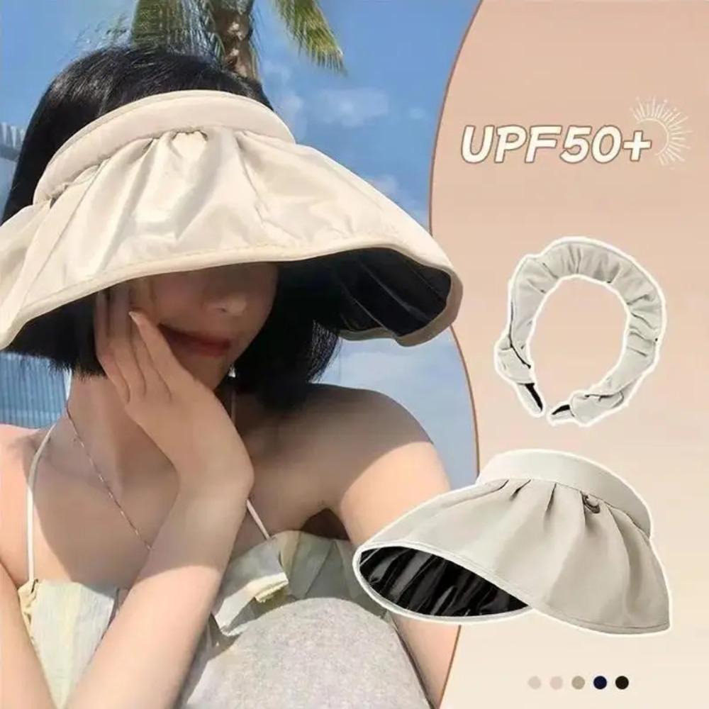 Women's Foldable Sun Hat, Wide Brim UV Proof Sun Visor, Outdoor Summer Headwear for Beach Travel