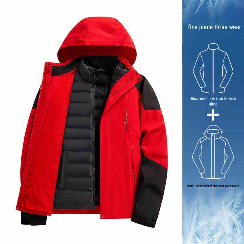 Women's Camel HJCAMEL 3-in-1 Windproof Down Jacket - Thick Winter Mountaineering Suit & Windbreaker Coat