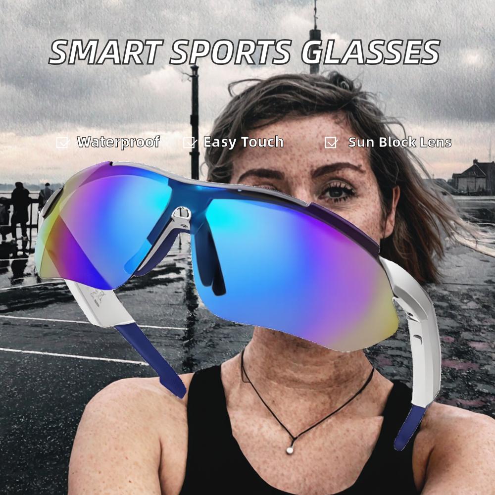 Unisex Polarized Sports Smart Glasses Touch Control Interpupillary Adjustment Music Cycling/Running/Baseball Anti-UV IP68