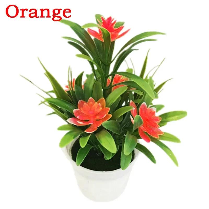 Artificial Flower Potted Plant - Fake Flower Model for Wedding Party Decoration Home Office Ornament Plastic Simulation Greenery