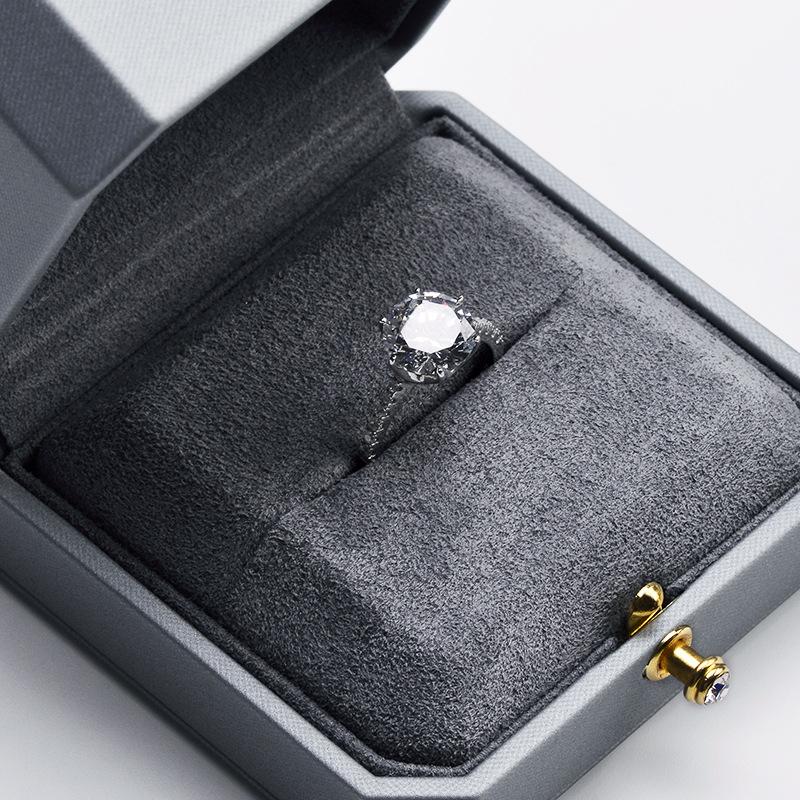 Light Luxury Leather Jewelry Box Light Gray Octagonal Jewelry Packaging Box