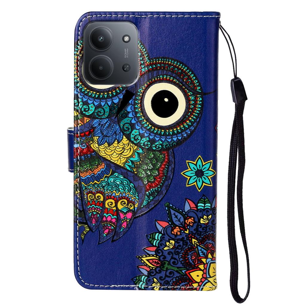 For Xiaomi Redmi 15C 4G (EU) (173mm)/15C 5G (EU) (173mm)/Poco C85 4G (173mm) Case Pattern Leather Wallet Cover with Strap