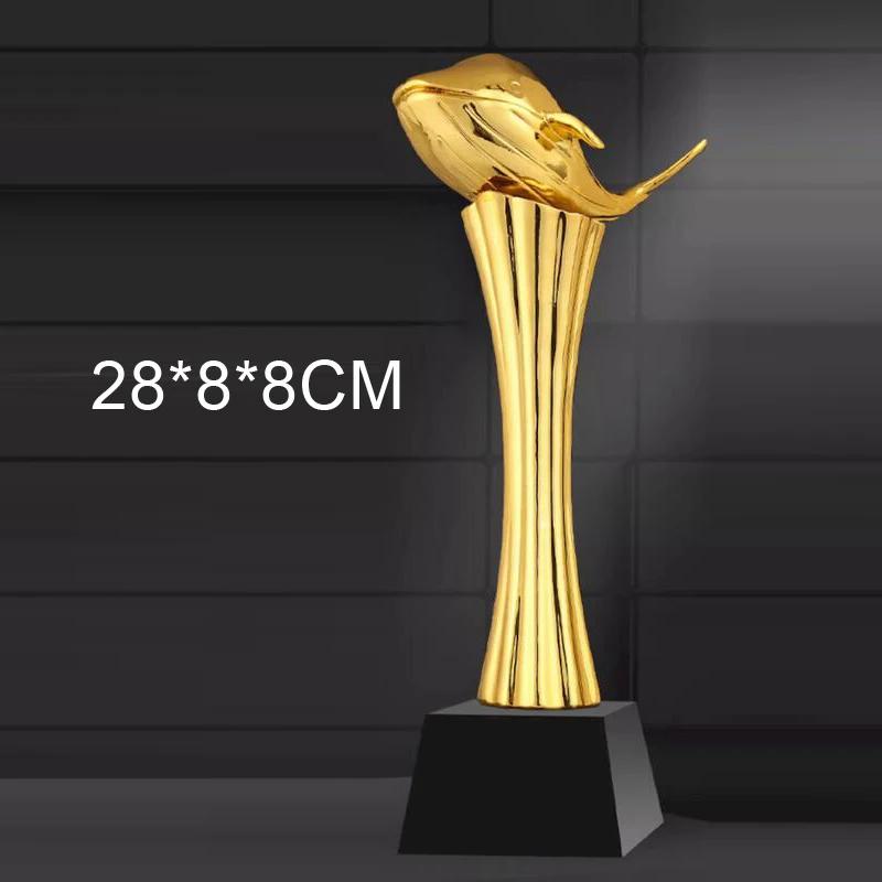 

Customized Dolphin Resin Trophy, Home Decoration Craft Crystal Base Lettering Creative Swim Golden Excellent Award Ceremony, 1Pc